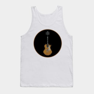 Tiled Pixel Slack Goldtop Guitar in a Black Circle Tank Top